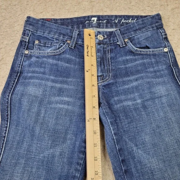 7 For All Mankind "A" Pocket Jeans Womens 26 Blue Dark Wash Bootcut Made in USA - Picture 10 of 12